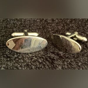 Vintage Oval Swank Sliver-Toned Cufflinks